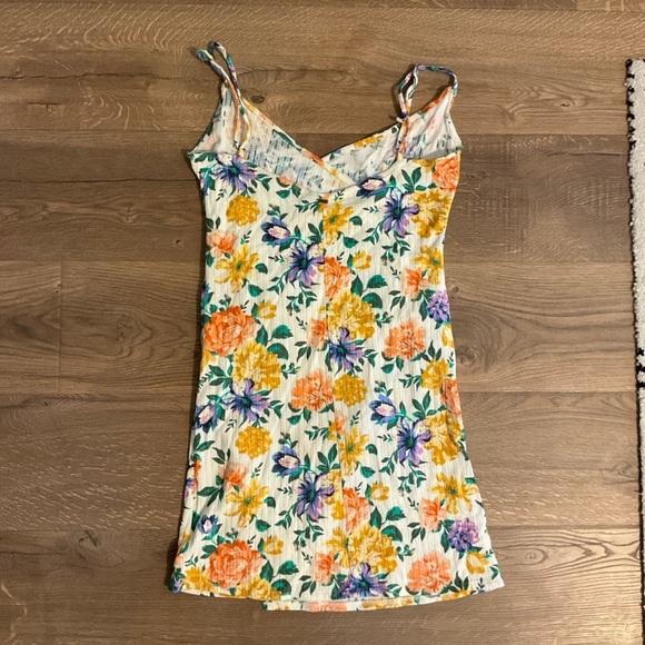 O’Neill Kiki white, orange, yellow sleeveless wrap minidress, S - Picture 3 of 9